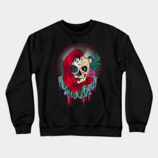 Sugar Skull Jester Girl Clown Crewneck Sweatshirt